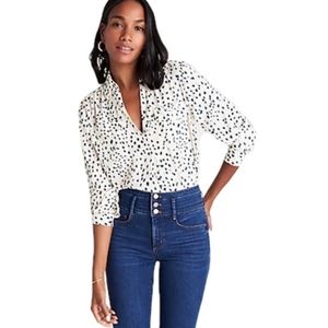 Ann Taylor | Printed Essential Camp Shirt in Sand Shell Size Large